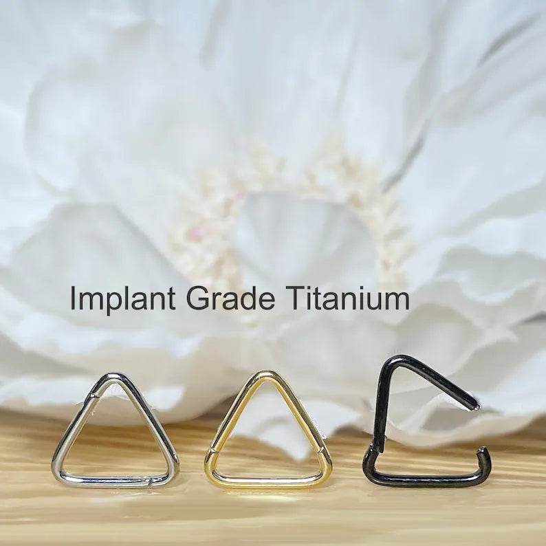 ✨ Titanium Triangle Hinged Clicker Hoop Ring