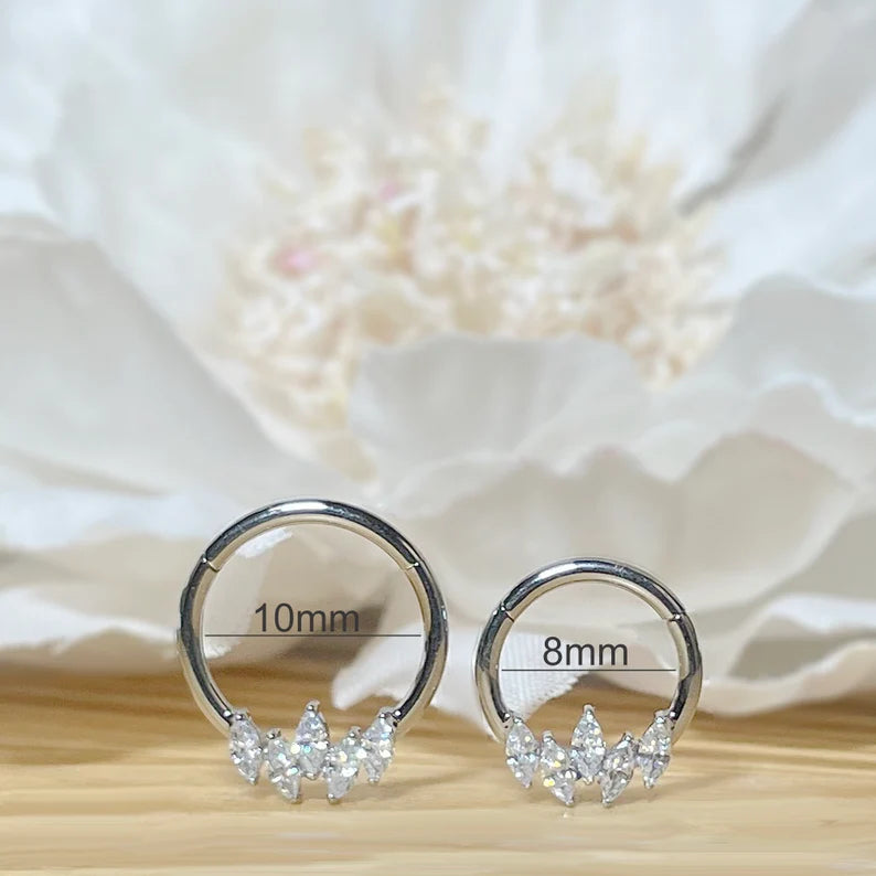 ✨ 16G Marquise CZ Hinged Clicker Hoop