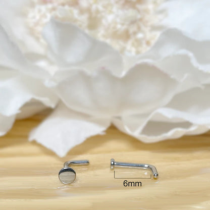 ✨ Titanium Round Disc Top L-Bend Nose Ring