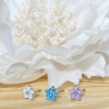 ✨ Opal Flower Nose Bone Stud Ring 20G