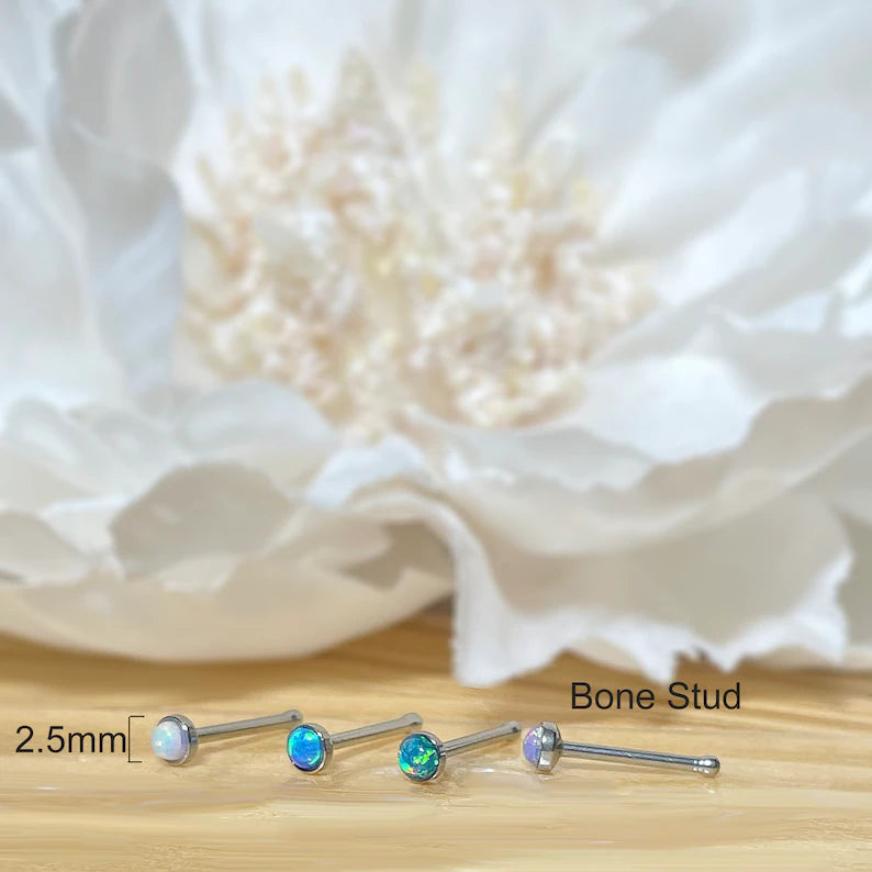 ✨ Opal Set Flat Top Nose Stud 20G 6mm