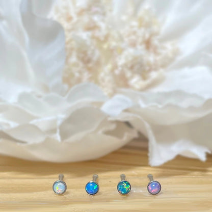 ✨ Opal Set Flat Top Nose Stud 20G 6mm