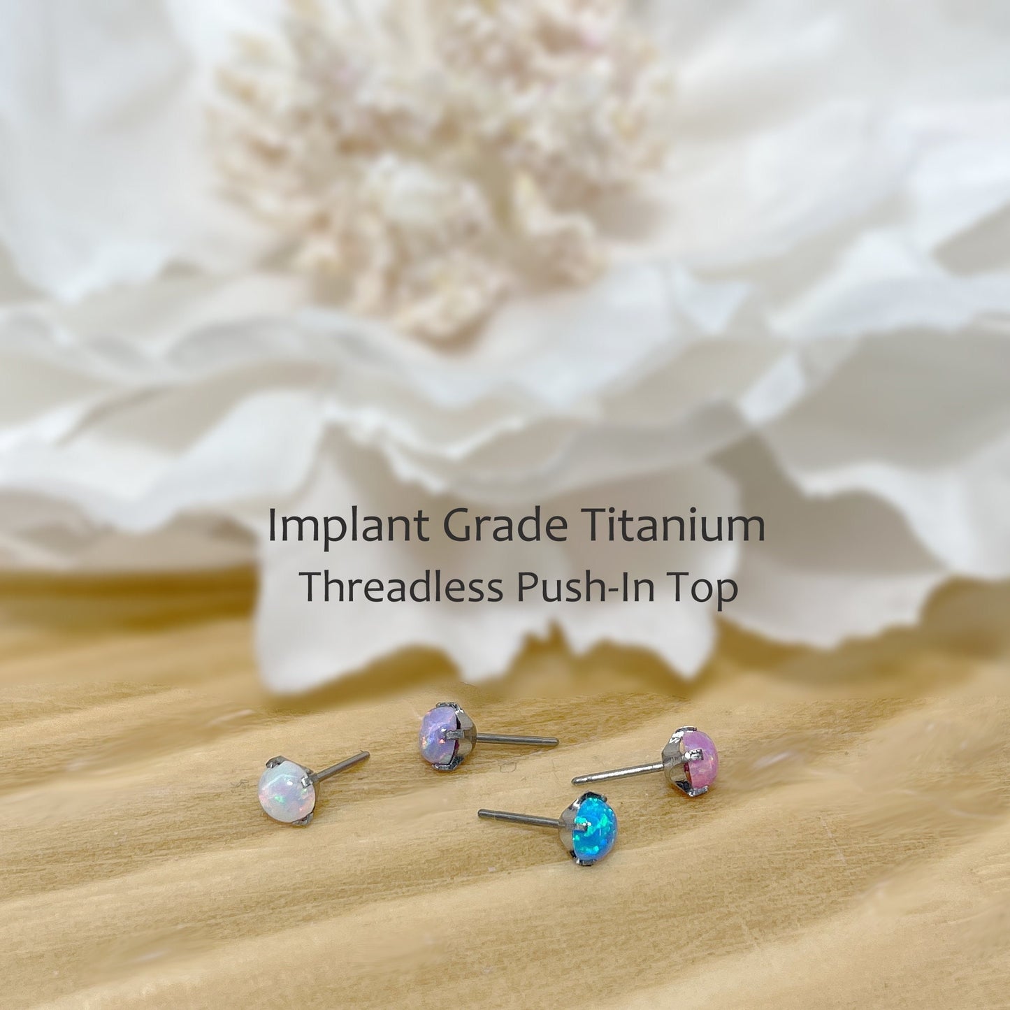 ✨ Titanium Opal Ball Prong Set Threadless Top 2mm, 3mm, 4mm