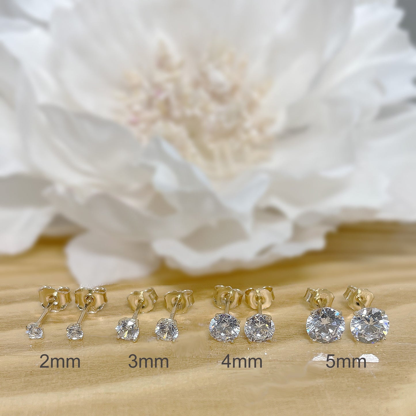 ✨ Solid 14K Gold Round CZ Stud Earrings