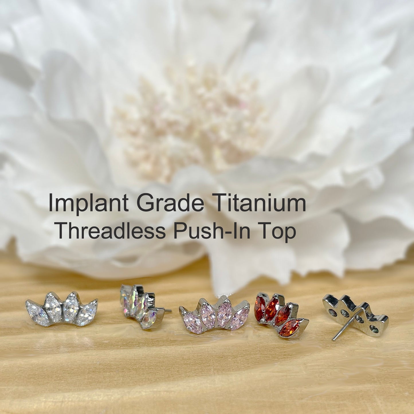 ✨ Titanium Curve Marquise CZ Threadless Top