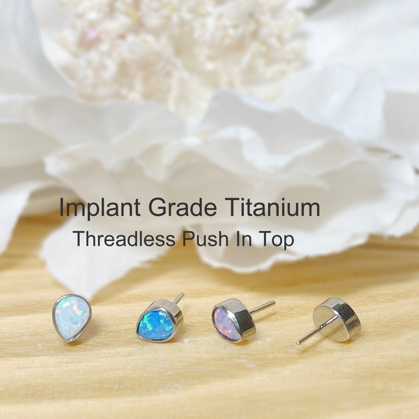 ✨ Titanium Teardrop Opal Threadless Top