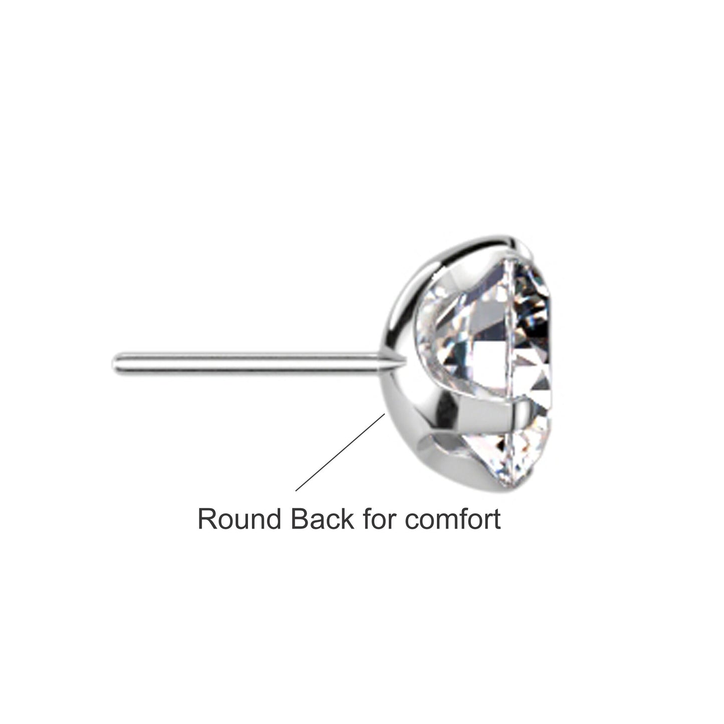 ✨ Titanium CZ Top Round Back Claw Setting Threadless Top