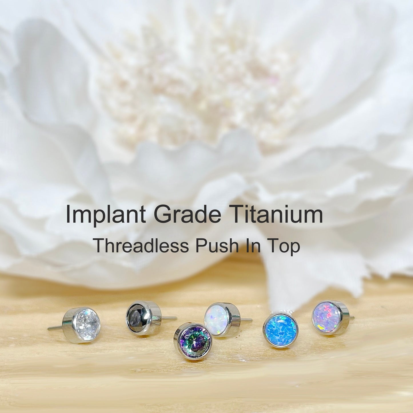 ✨ Titanium Round CZ Bezel Threadless Top