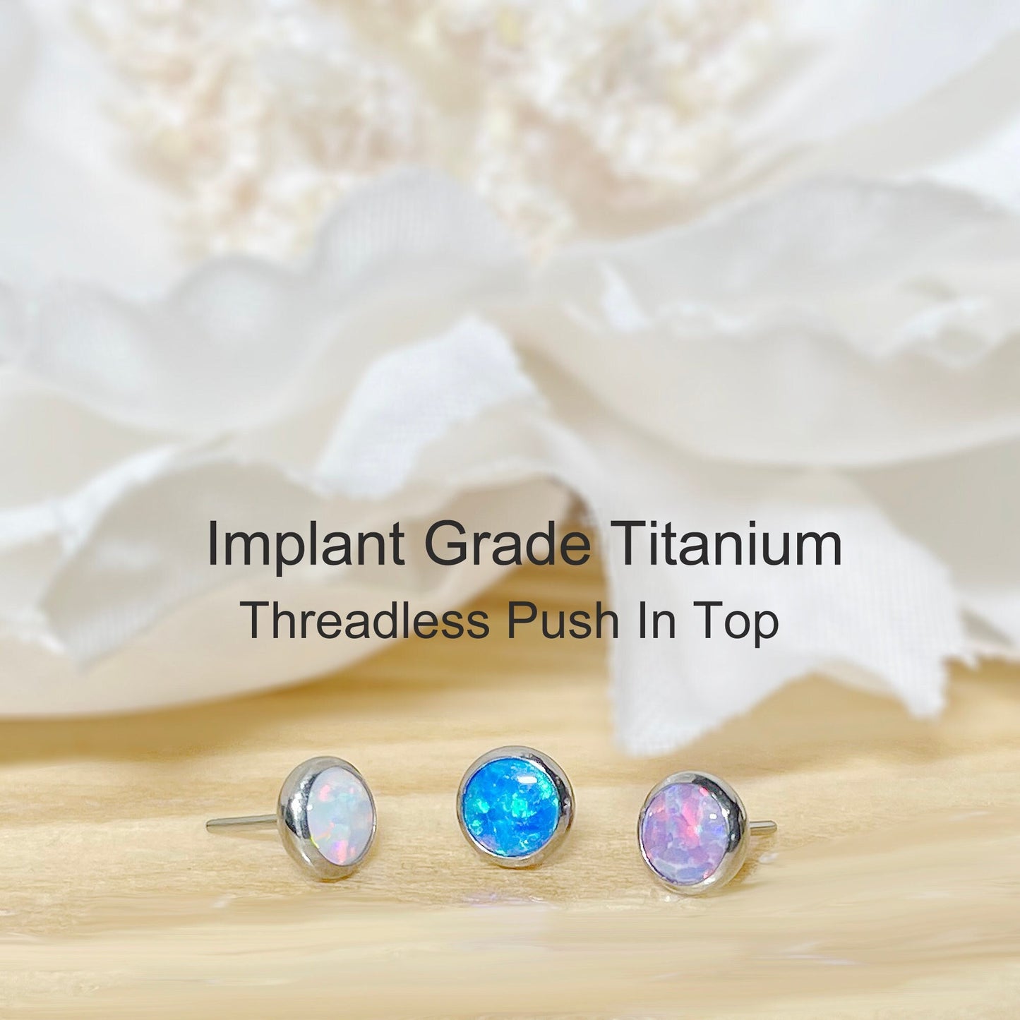 ✨ Titanium Flat Bezel Opal Threadless Top