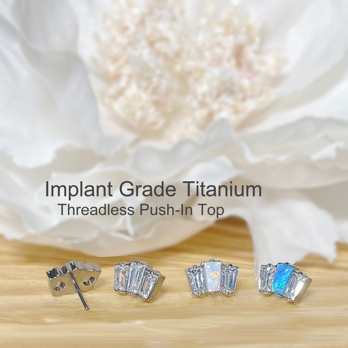 ✨ Titanium Triple CZ Threadless Top