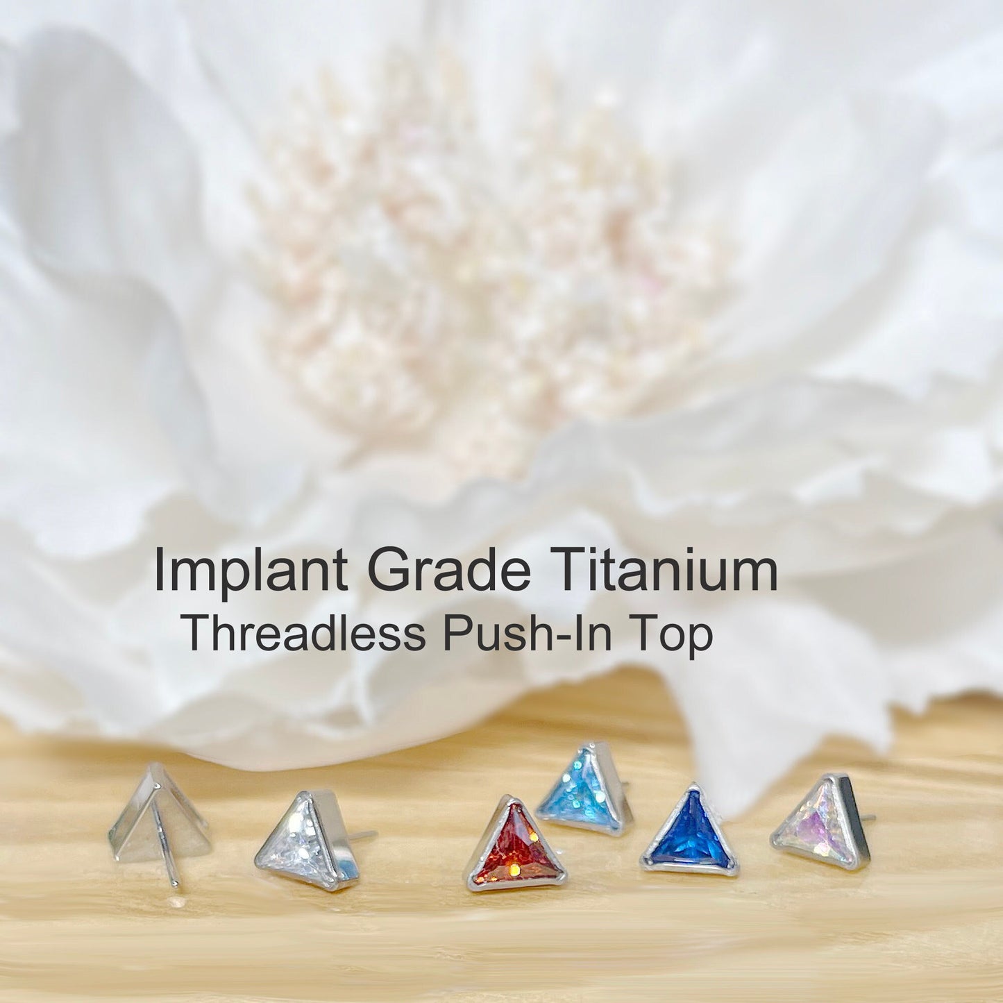 ✨ Titanium Triangle CZ Threadless Top