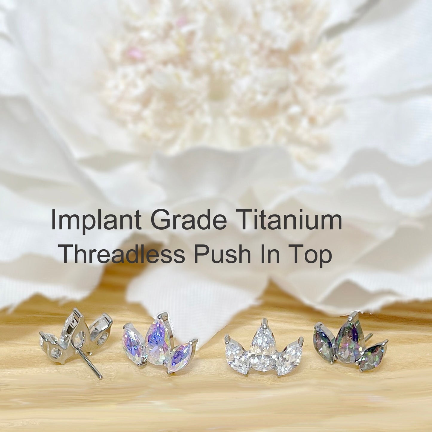 ✨ Titanium Triple-CZ Threadless Top