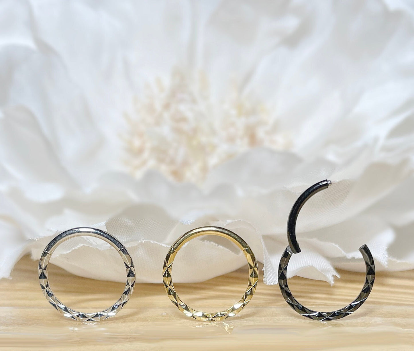 ✨ X-Faceted Hinged Segment Hoop 16G