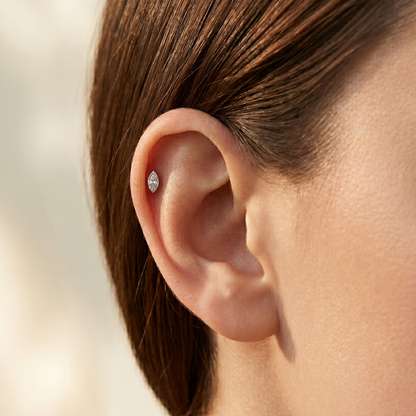 Titanium Marquise CZ Threadless Stud