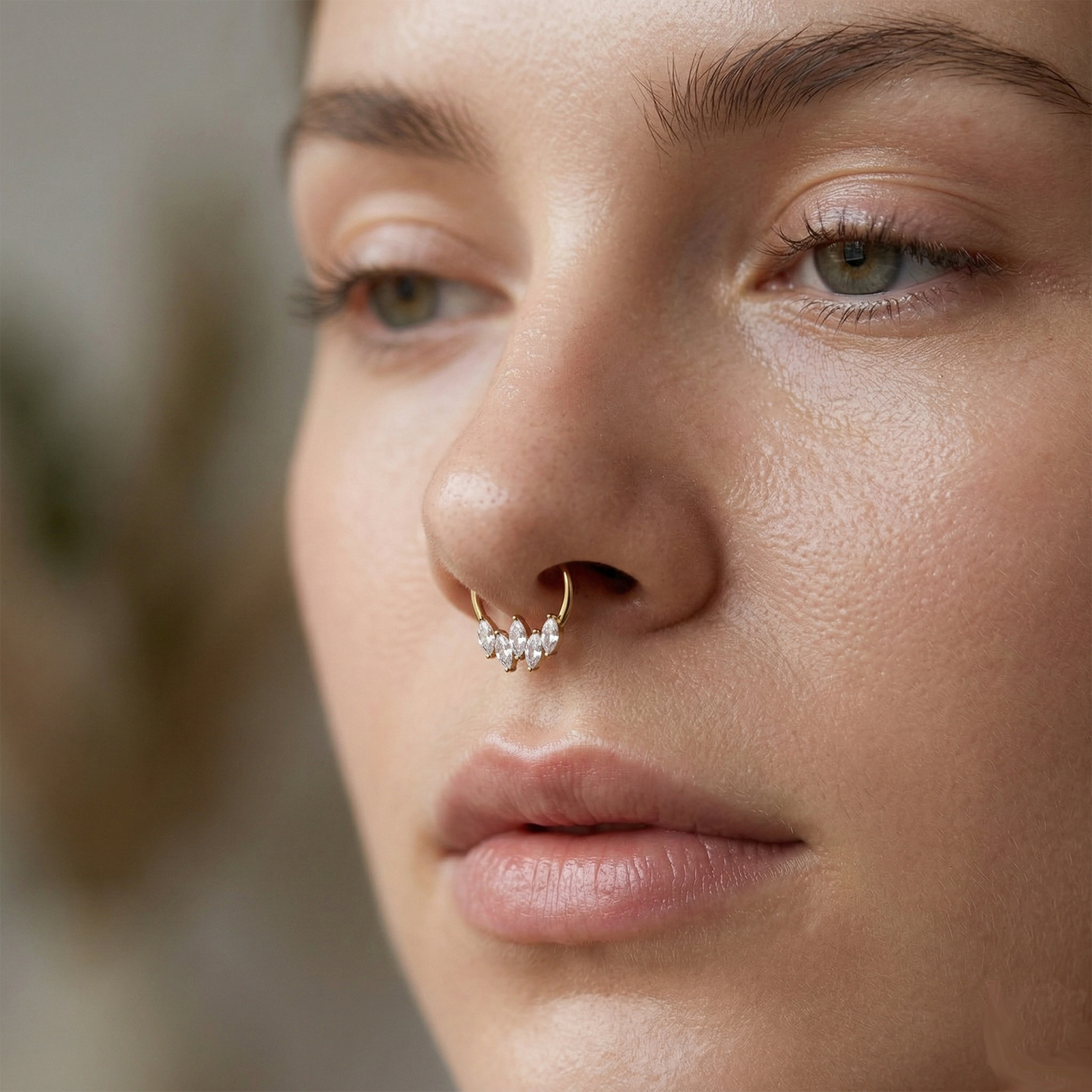 Surgical Steel Marquise CZ Hinged Clicker Hoop 16G