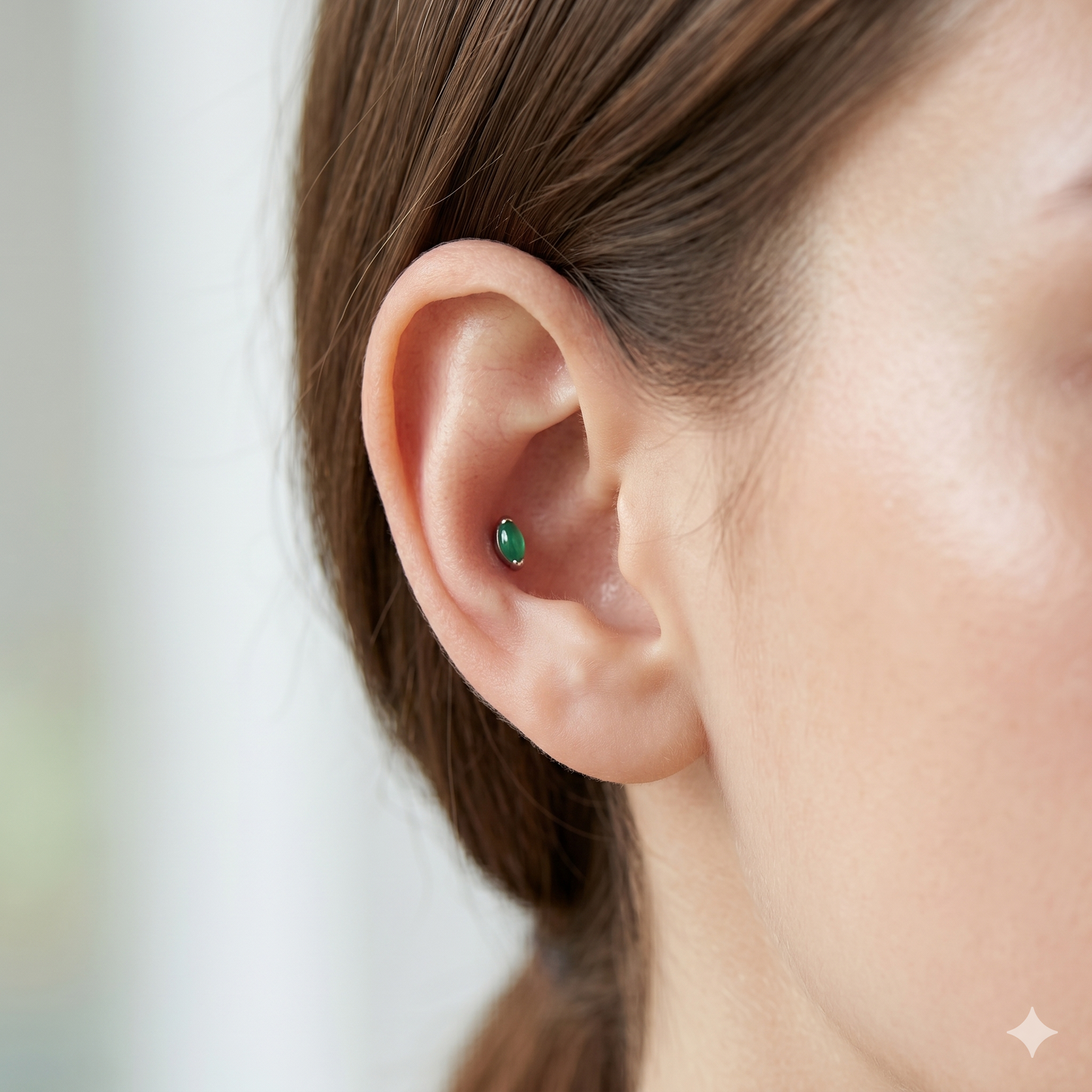 Titanium Marquise Natural Stone Threadless Stud