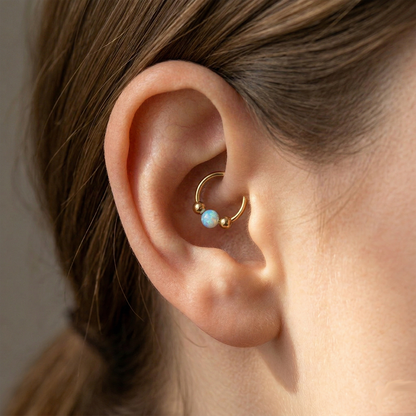 Surgical Steel Opal Ball Hinged Segment Hoop Ring 18G