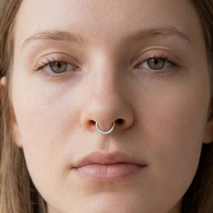 Surgical Steel White Opal in Front Hinged Hoop