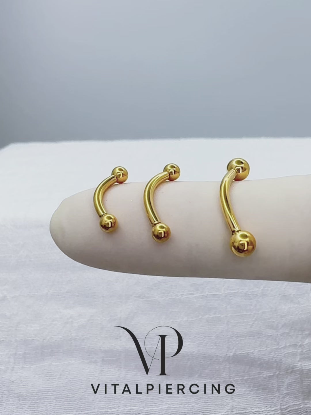 Gold Titanium Threadless Curved Barbell 14G 16G | Vital Piercing