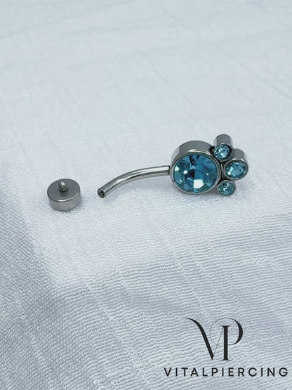 ✨ Internally Threaded Bezel Cluster Crystal Belly Button Navel Ring