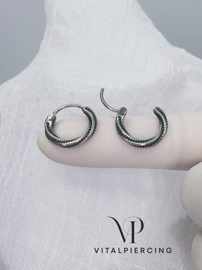 ✨ Stainless Steel Hinged Hoop Earrings with Twist