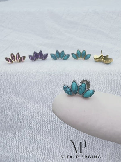 ✨ Titanium Marquise Natural Stone Top Threadless Labret