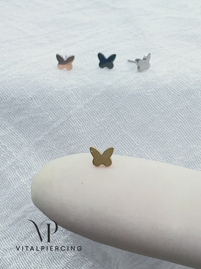 ✨ Titanium Threadless Push In Butterfly Top Labret Bar Stud