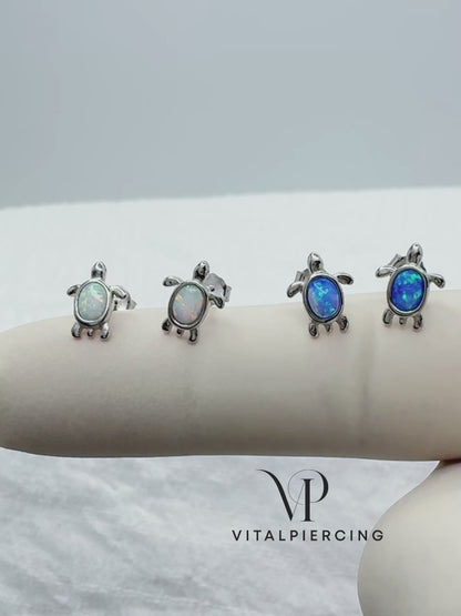 ✨ 925 Silver Opal Turtle Stud Earrings
