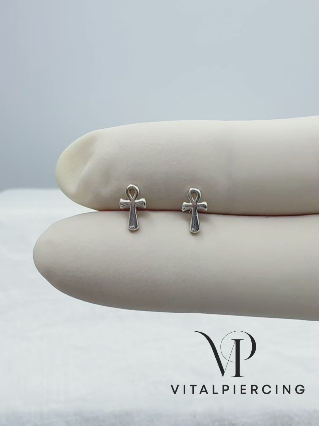925 sterling silver ankh stud earrings for lobe and cartilage
