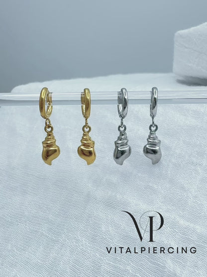 ✨ Shell Dangle Small Huggie Hoop Earrings