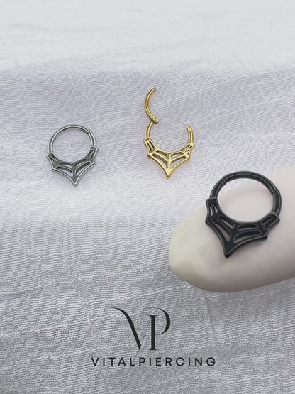 ✨ 316L Surgical Steel Web Hinged Segment Hoop Clicker Ring 16G 8mm