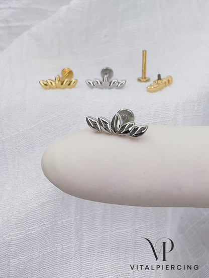 ✨ Surgical Steel Leaf Top Internally Threaded Labret 16G