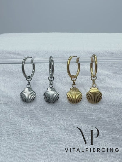 ✨ Shell Design Dangle Huggie Hoop Earrings