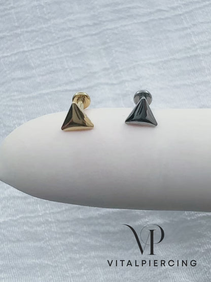 ✨ 16G Implant Grade Titanium Internally Threaded Triangle Top Labret Bar