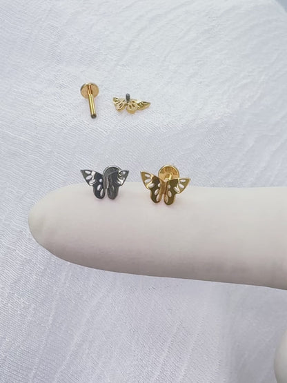 ✨ Titanium Butterfly Top Internally Threaded Labret 16G
