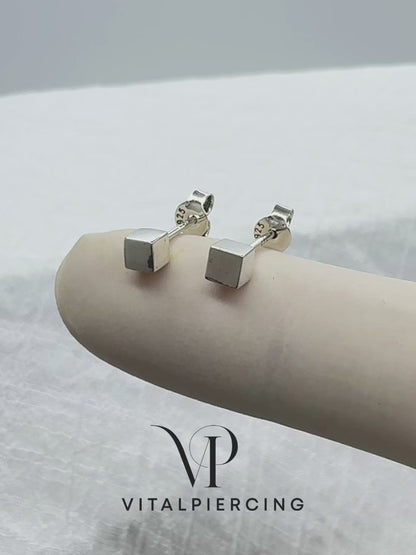925 Sterling Silver Cube Stud Earrings