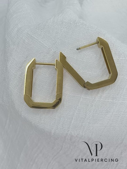 ✨ Surgical Steel Rectangle Hinged Hoop Earrings