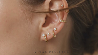 Gold Titanium Threadless Prong CZ Stud