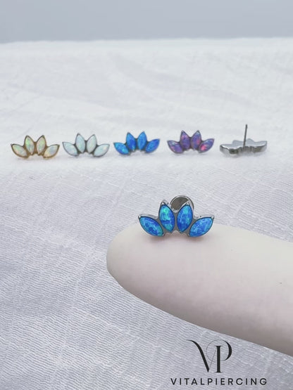 ✨ Titanium Marquise Opal Top Threadless Labret