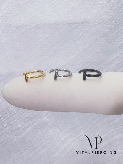 ✨ Titanium Nose Hoop Ring with Bar Stopper