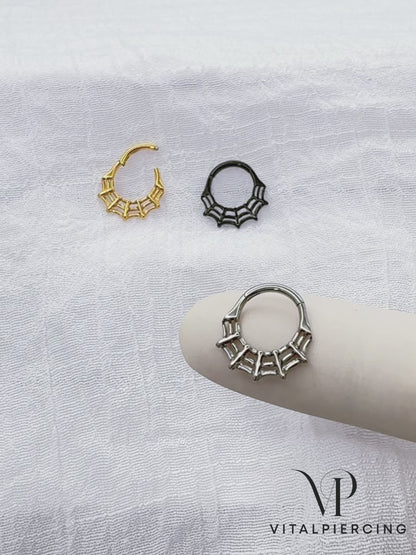 ✨ 16G Titanium Spider Web Hinged Segment Ring