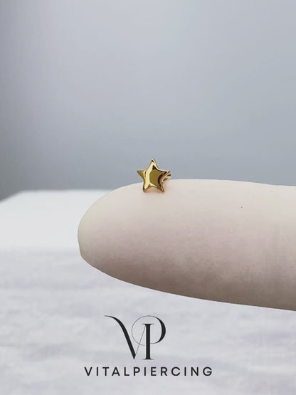 ✨ Gold Titanium 18g 16g Threadless Push In Star Convex Base Back Labret