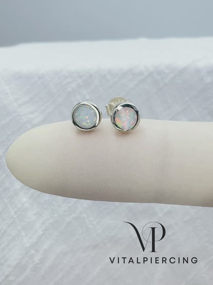 ✨ 925 Silver Opal Stud Earrings