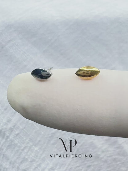 ✨ Titanium Threadless Push In Rounded Marquise Top Labret Bar Stud