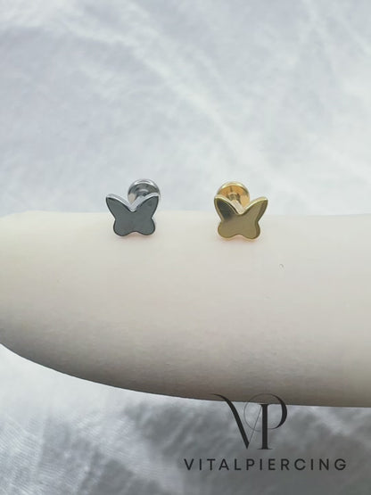 ✨ Titanium 16G Butterfly Top with Internally Threaded Labret Bar
