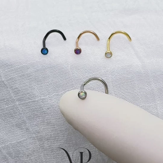 Implant grade titanium nose screw with opal ball top
