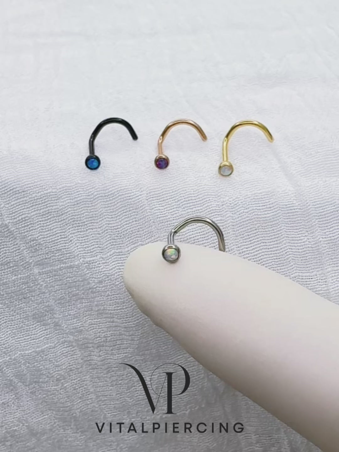 Implant grade titanium nose screw with opal ball top
