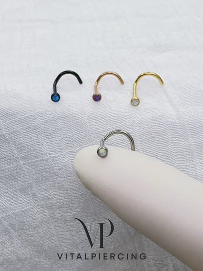Implant grade titanium nose screw with opal ball top
