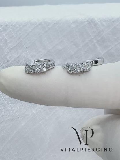 ✨ 925 Silver CZ Huggie Hoop Earrings