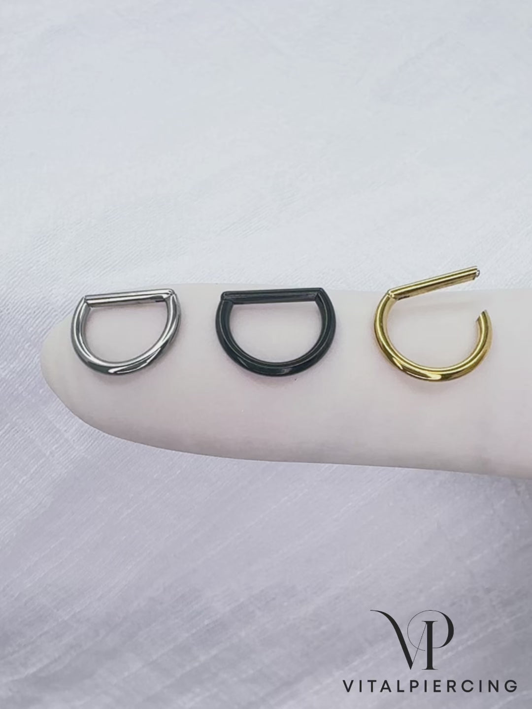 Titanium D-Shaped Hinged Hoop Ring 16G | Vital Piercing